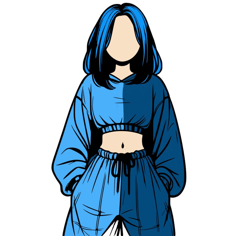 realistic girl faceless with baggy pants and a crop top