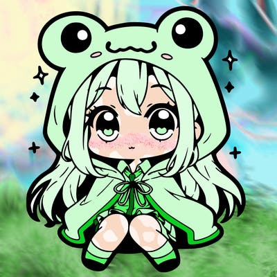 chibi girl with frog hoodie