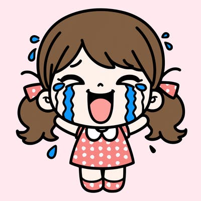 happy crying girl