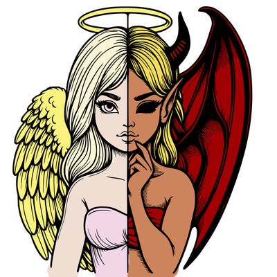 realistic angel half demon