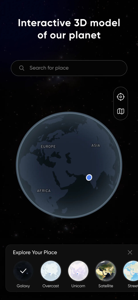 Earth Map 3D - Street View Map - Interactive 3D model of Earth in the Earth Map 3D navigation app
