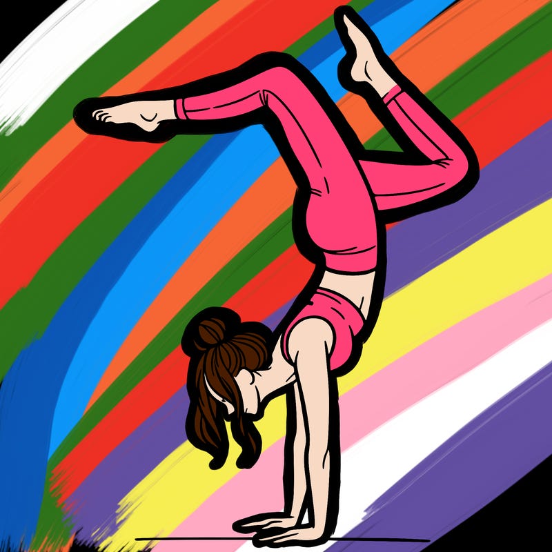 a woman doing a handstand