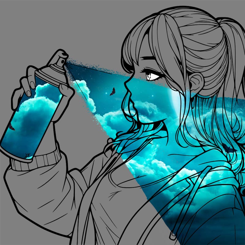 a realistic girl spray, painting
