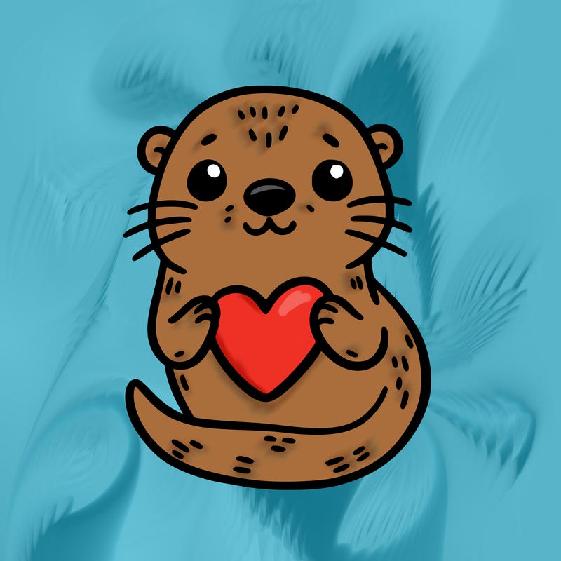 otter with a heart