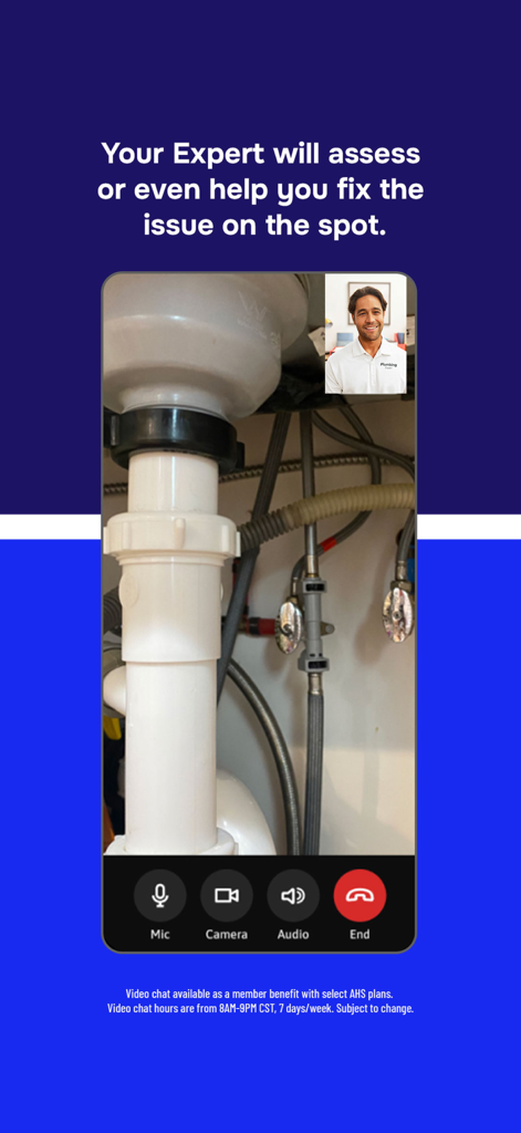 American Home Shield app video chat with a live expert for home repair assistance