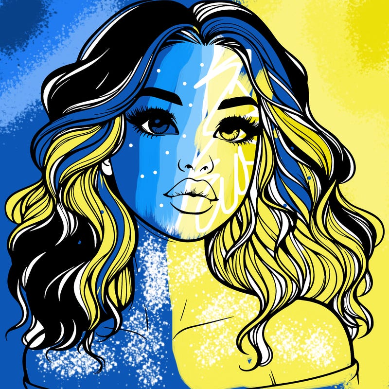 realistic girl with wavy hair and lips