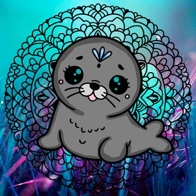 a cute baby seal mandala