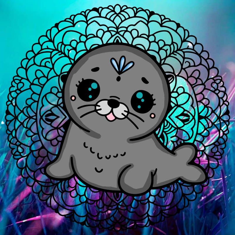 a cute baby seal mandala