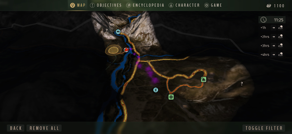 Way of the Hunter Wild America - In-game topographic map showing hunting grounds and player location in Way of the Hunter Wild America