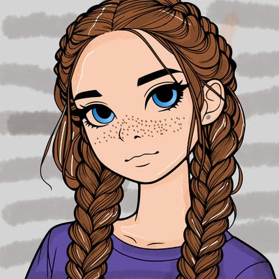 realistic girl with braids