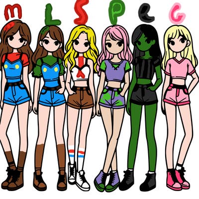 a group of girls wearing crop tops and shorts