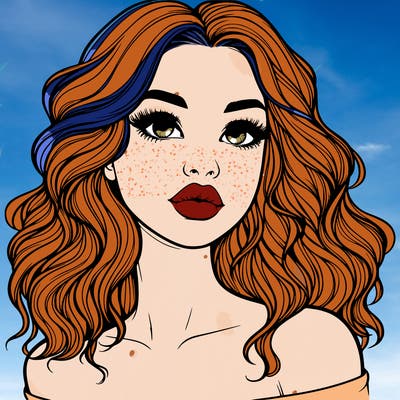 realistic girl with wavy hair and lips