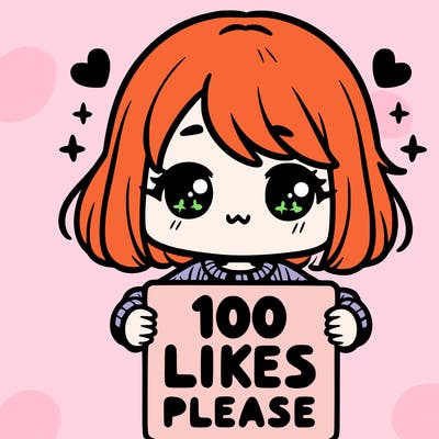 cute girl holding a sign saying 100 likes please