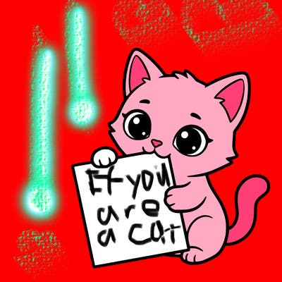 a small cat with a blank sheet of paper in its hand. the cat is sooooooo cute!