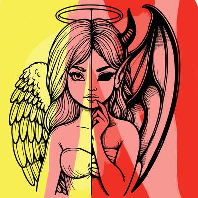 realistic angel half demon