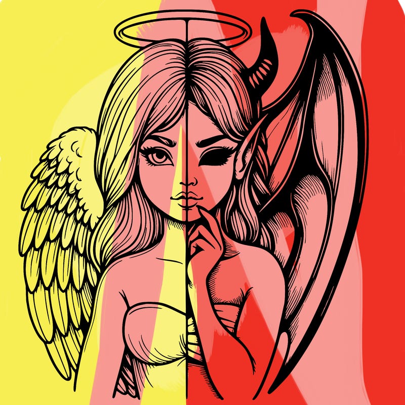 realistic angel half demon