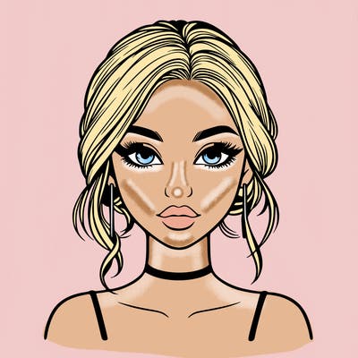 realistic girl with makeup on