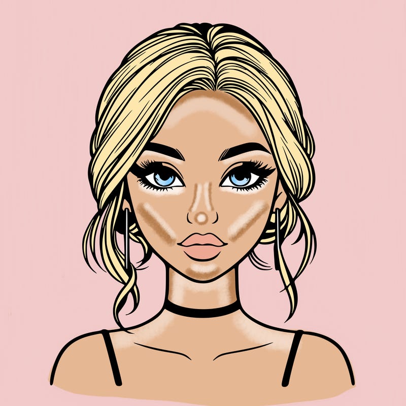 realistic girl with makeup on