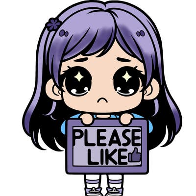girl with a sad face with a sign say please like