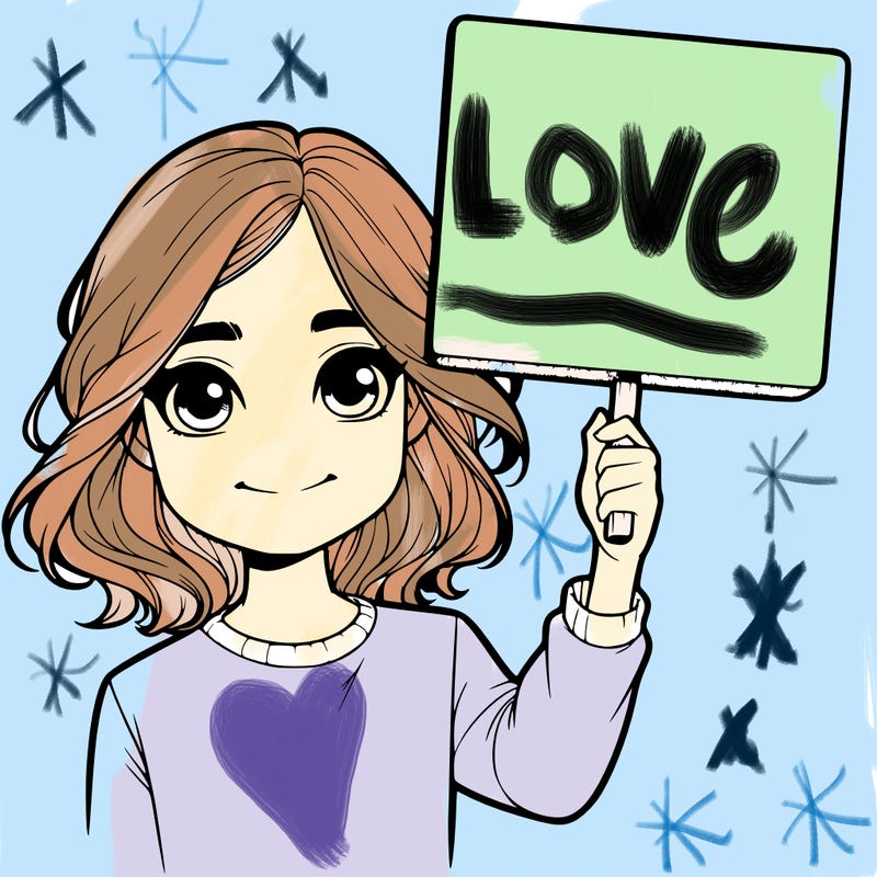 realistic girl holding up a sign