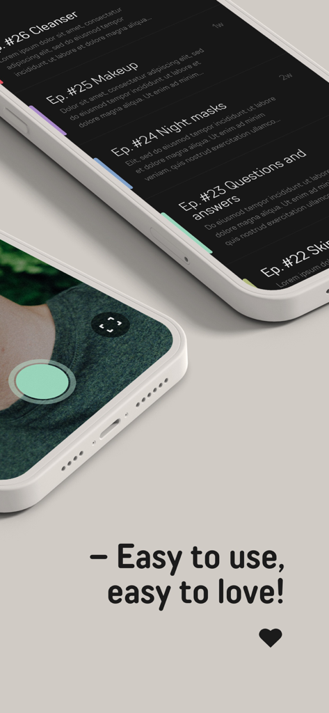 Two iPhones showing the Prompted teleprompter app script list and video recording interface.