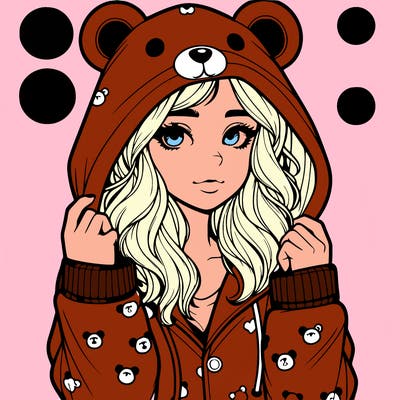realistic girl in a animal pjs hoodie