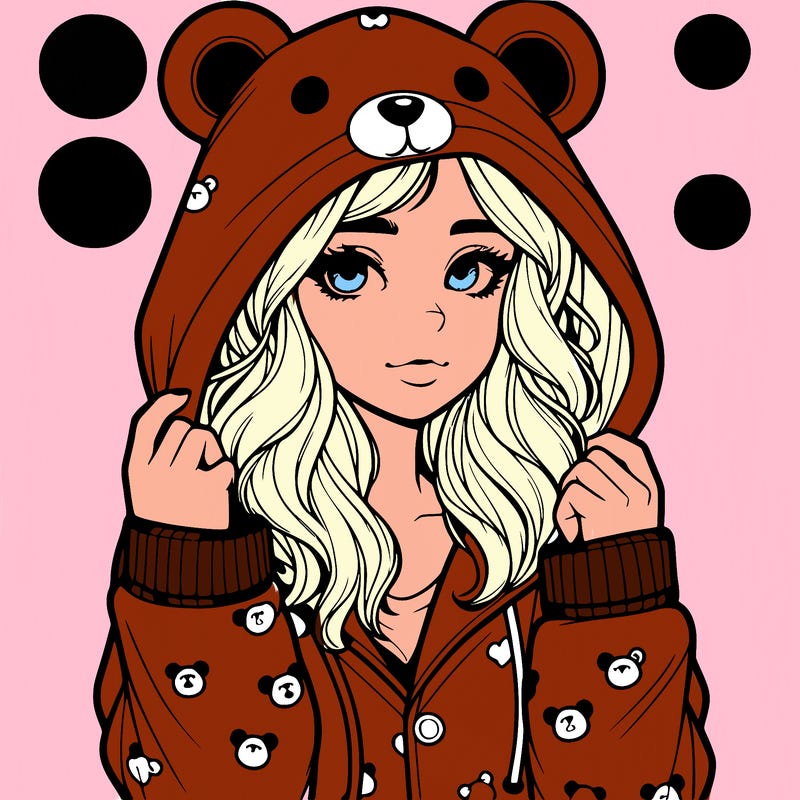 realistic girl in a animal pjs hoodie