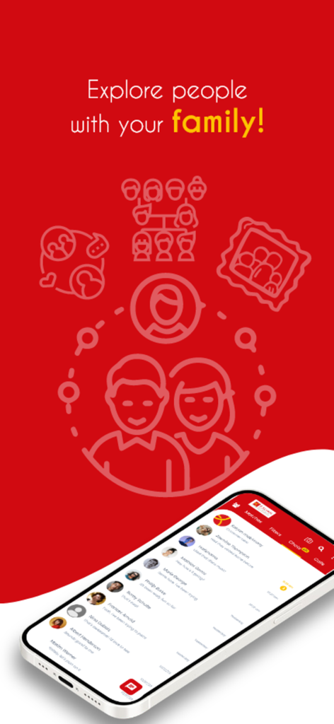 Kalyan Matrimony® Marriage App - A mobile app screen for Kalyan Matrimony showing a feature to explore marriage partners with family members.