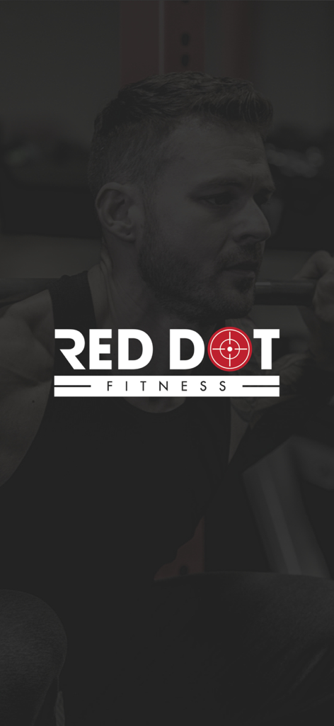 Red Dot Fitness - Red Dot Fitness logo displayed over a professional athlete in a gym setting