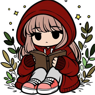 girl in oversized hoodie reading a book