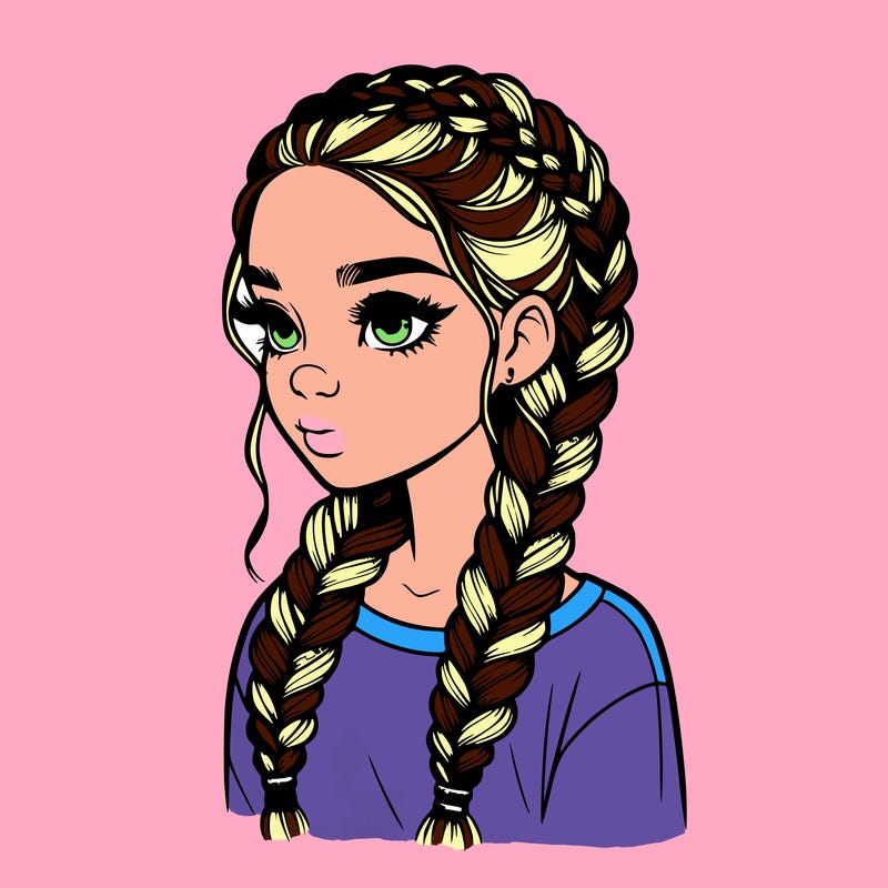realistic girl with braids