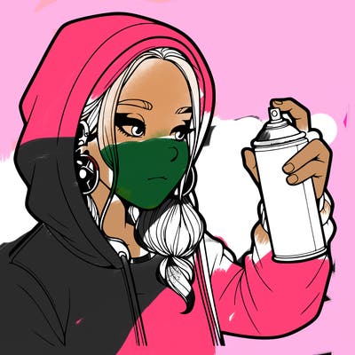 a realistic girl, spray painting