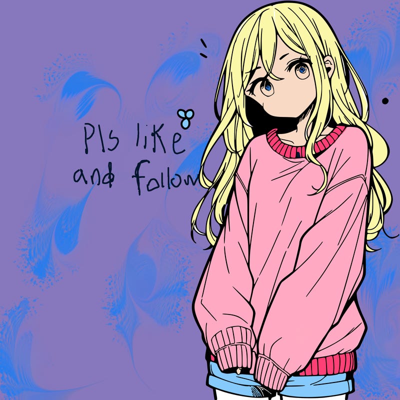 manga teen girl  in a sweater and baggy pants