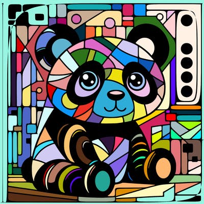 panda painting a large picasso painting