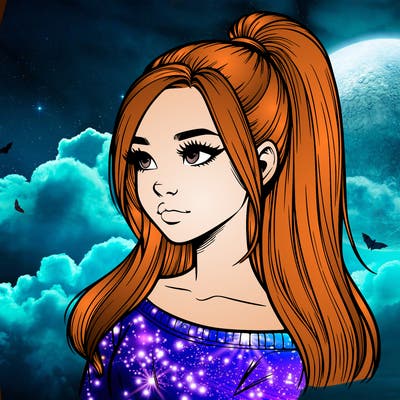 realistic girl with a high ponytail