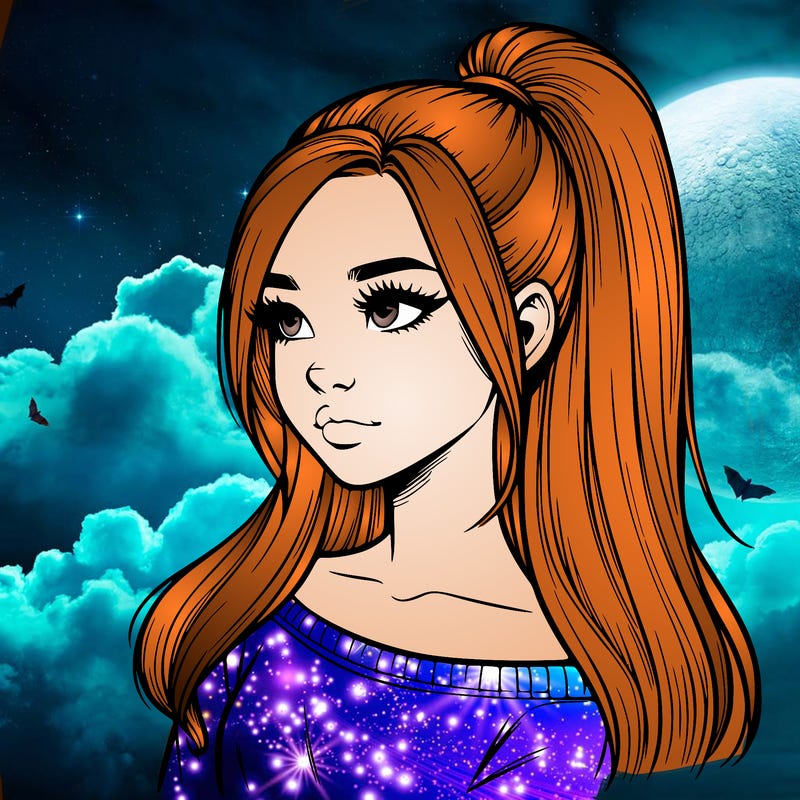 realistic girl with a high ponytail