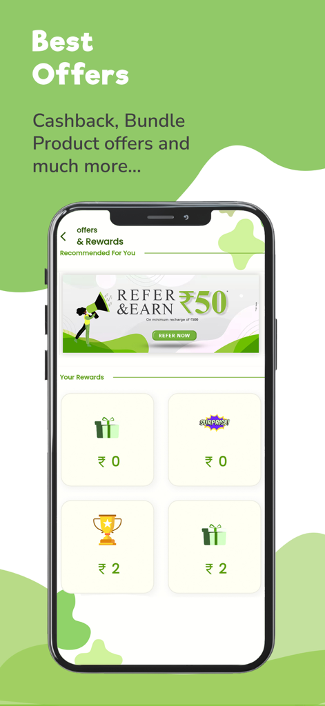 DailyMoo - DailyMoo mobile app interface showing promotional offers rewards and a referral program banner