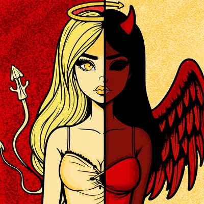 devil vs angel realistic girl