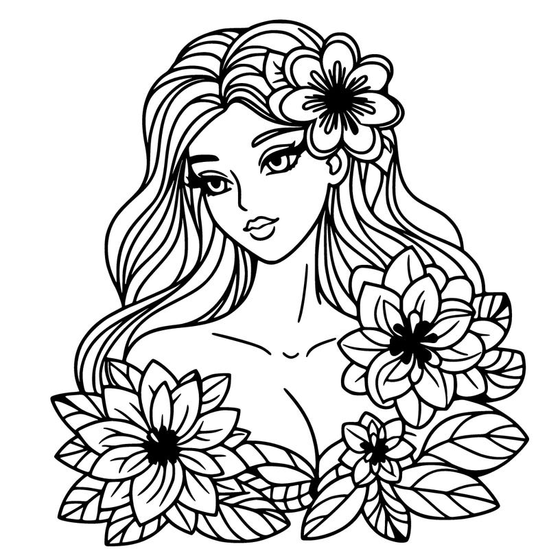 a beautiful flower woman adult