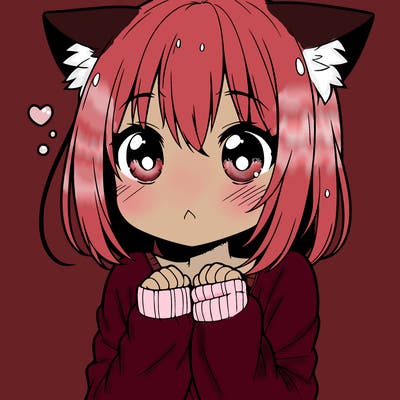 shy anime catgirl
