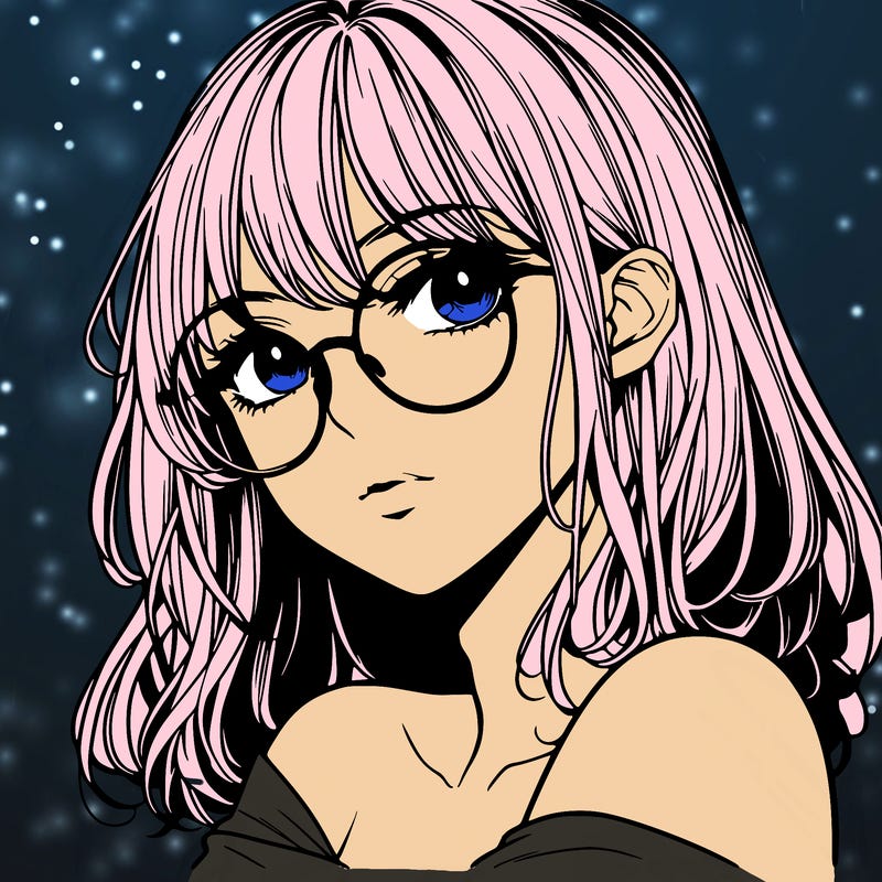 manga woman character with glasses and nice lips