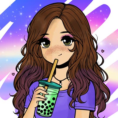 a realistic girl holding boba tea