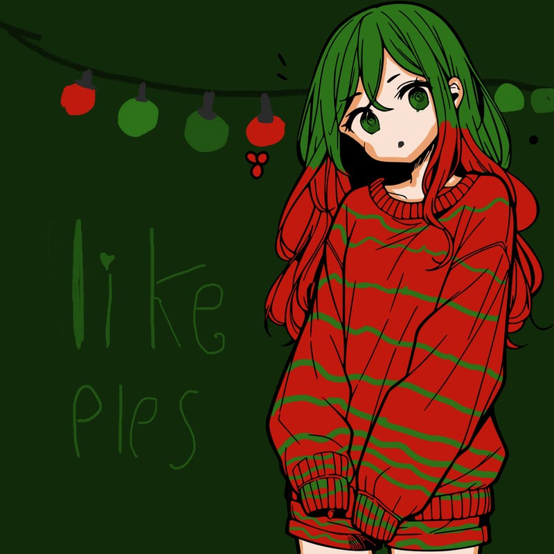 manga teen girl  in a sweater and baggy pants