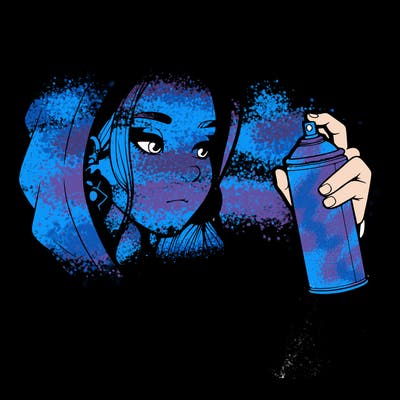 a realistic girl, spray painting