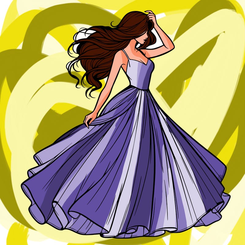 realistic woman with dress flowing in the wind