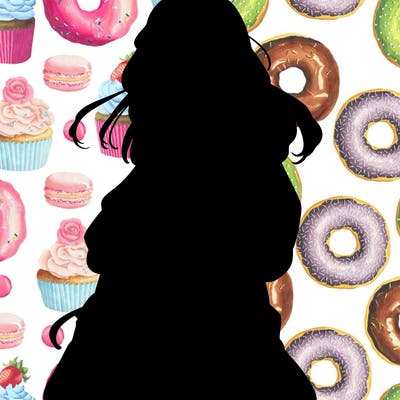 anime teen girl with baggy pants and crop top with sweater