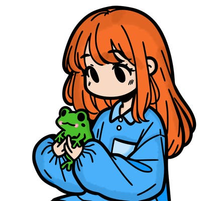 girl with long hair and a oversized shirt. and she is holding a frog