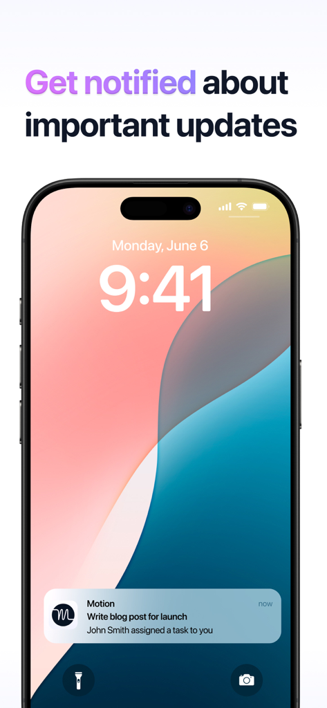 Motion: Tasks & AI Scheduling - Motion app notification on a smartphone lock screen for an assigned task
