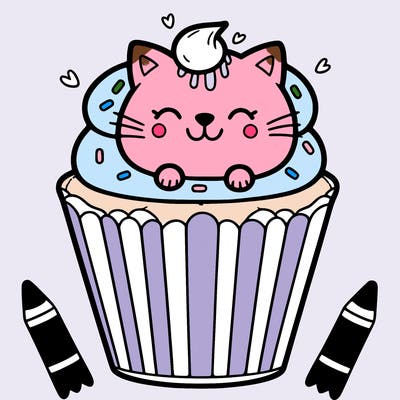 cat in a cupcake