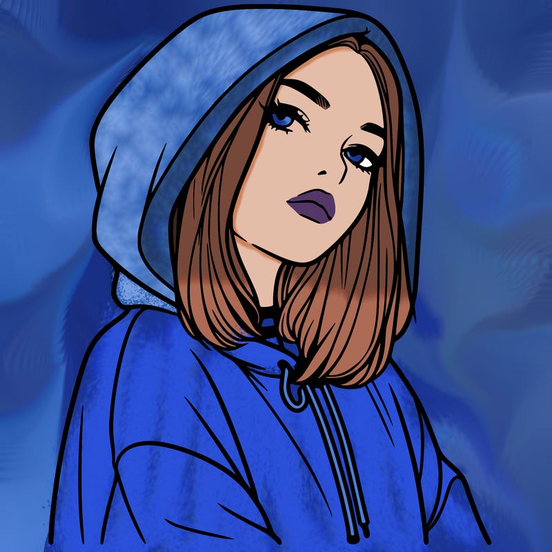 a realistic girl in a hoodie